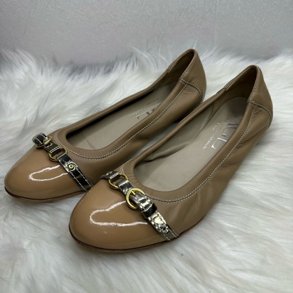 AGL Cap Toe Leather Buckle Ballet Flats 40